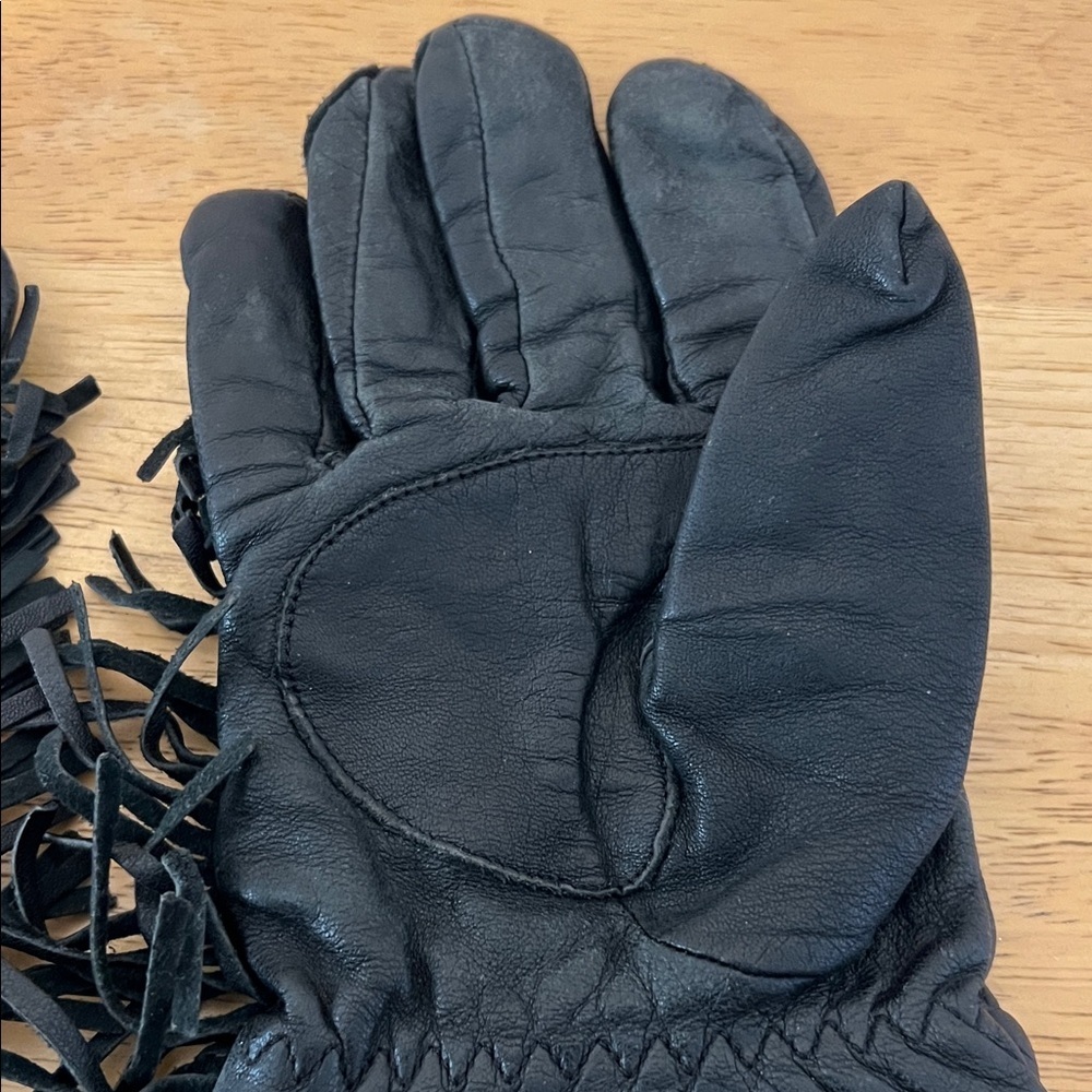Harley-Davidson Willie® Black Leather Studded Fringe Gloves Vintage 0326261 - Picture 11 of 16